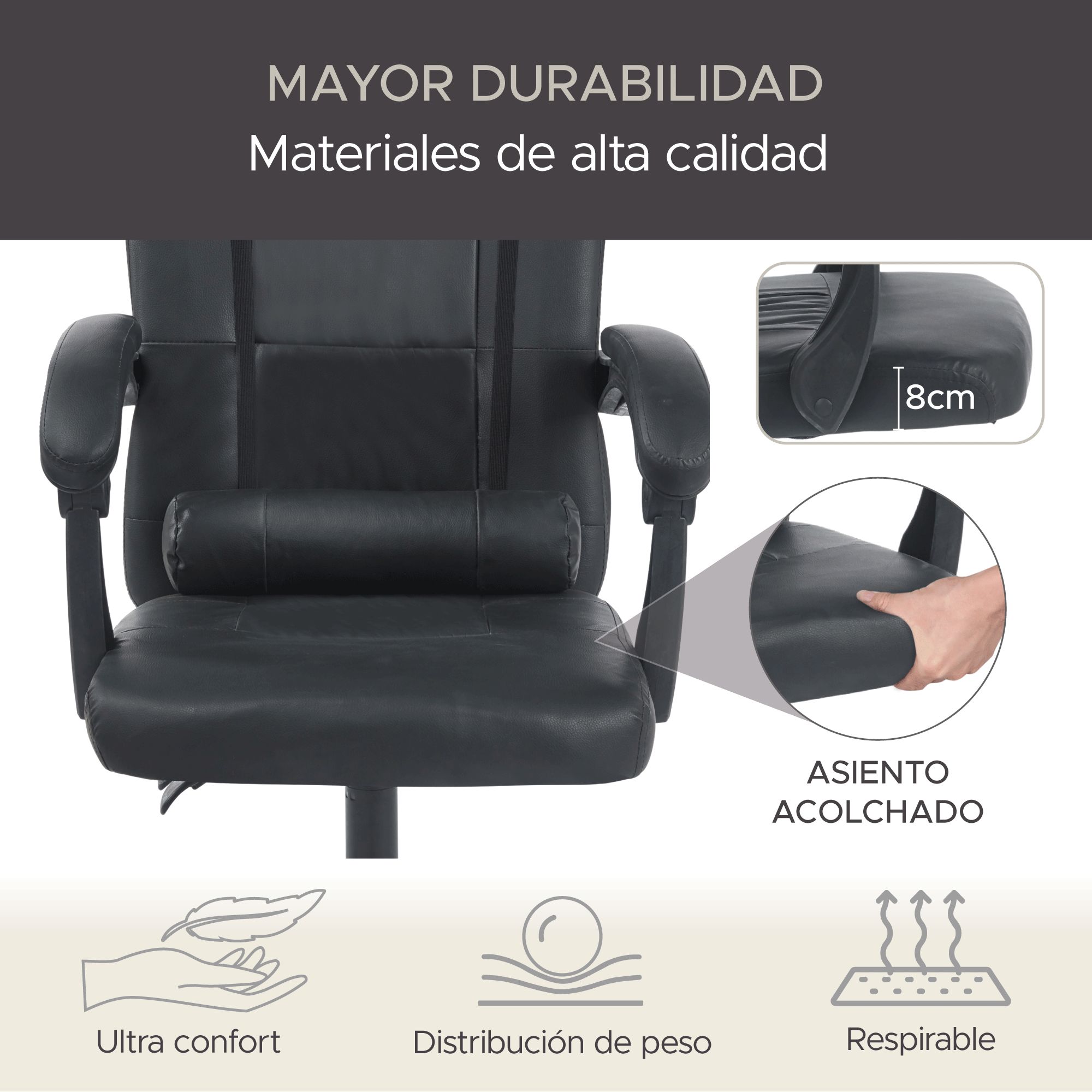 Foto 9 pulgar | Silla de Oficina X-Pross Vinilux Sin Reposapiés Negra