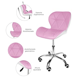 Foto 2 | Silla Oficina Elle Vinipiel color Rosa