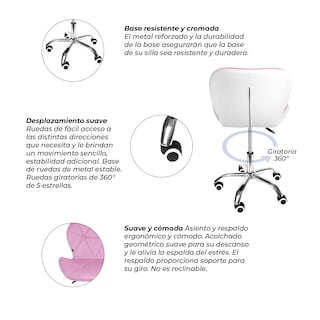 Foto 4 | Silla Oficina Elle Vinipiel color Rosa