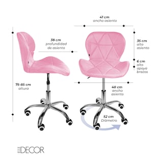Foto 3 | Silla de Oficina Elle color Rosa