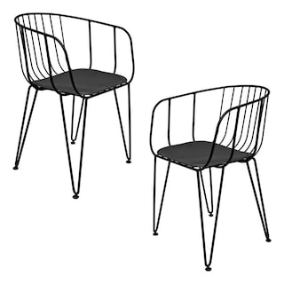 Foto 1 | Silla de Jardín Foresker Cora Negra Metálica Reforzada Balcón Set 2 piezas