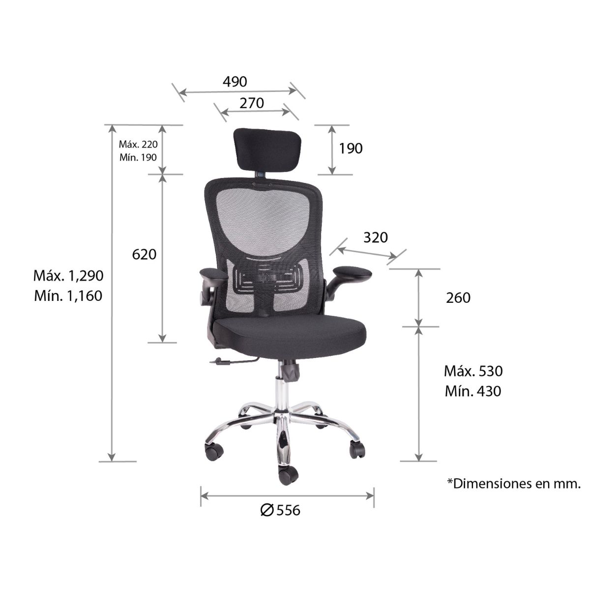 Foto 7 pulgar | Silla de Oficina OFFIHO Ergonómica con Cabecera