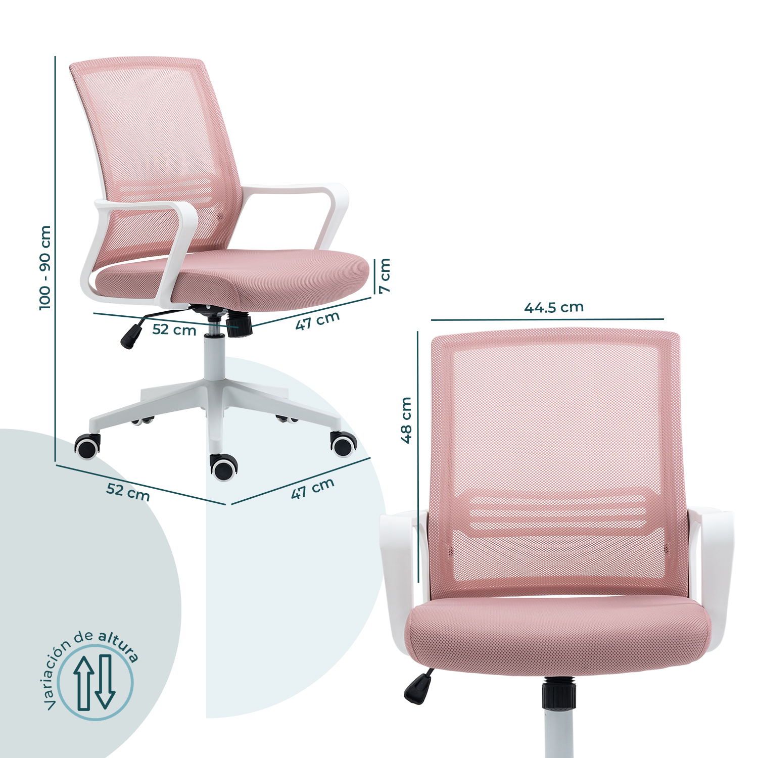 Foto 7 | Silla Mundo In Ejecutiva Vastra Respaldo Mesh Color Rosa