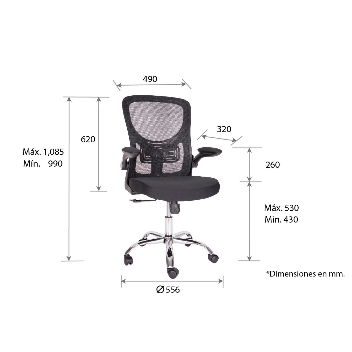 Foto 5 | Silla de Escritorio OFFIHO Brescia Operativo Oficina Ergonómica Reclinable color Negro