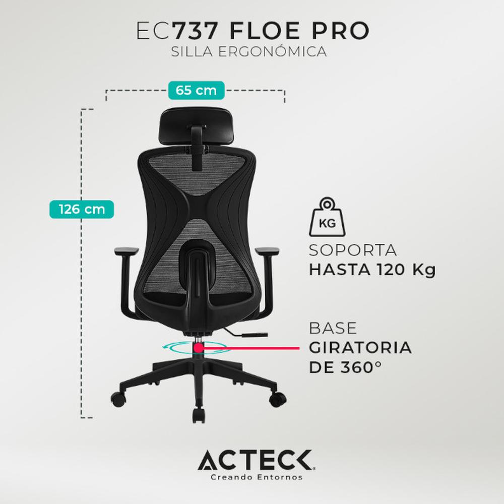 Foto 6 pulgar | Silla Acteck Ac937238 Ergonómica color Negro