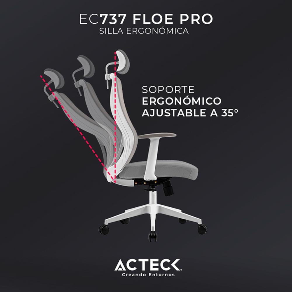 Foto 4 pulgar | Silla Ejecutiva Acteck AC-937245 color Blanco Floe Pro Ec737 Ergonómica con Reposabrazos