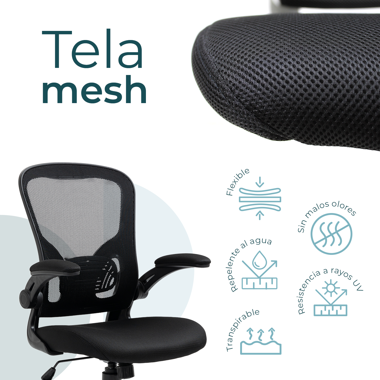 Foto 7 pulgar | Silla de Escritorio Mundo In Vest Ejecutiva Ergonómica Mesh Negra