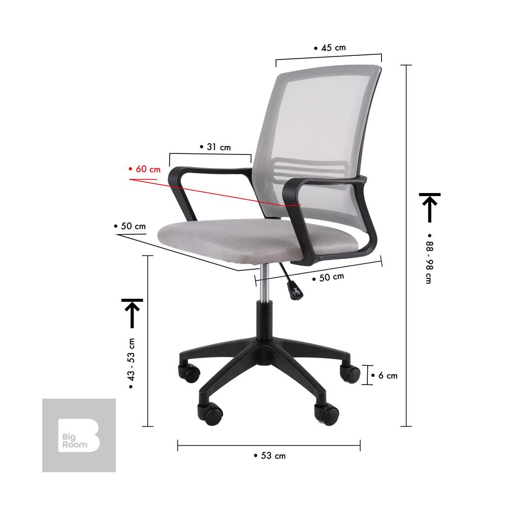 Foto 4 pulgar | Silla Giratoria de Escritorio Big Room KT-251 Gris para Oficina