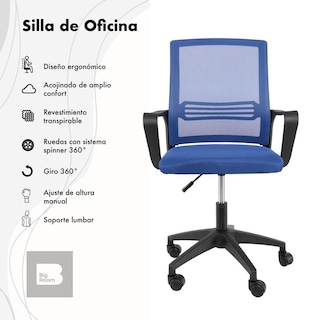 Foto 2 | Silla Giratoria de Escritorio Big Room KT-251 Azul para Oficina