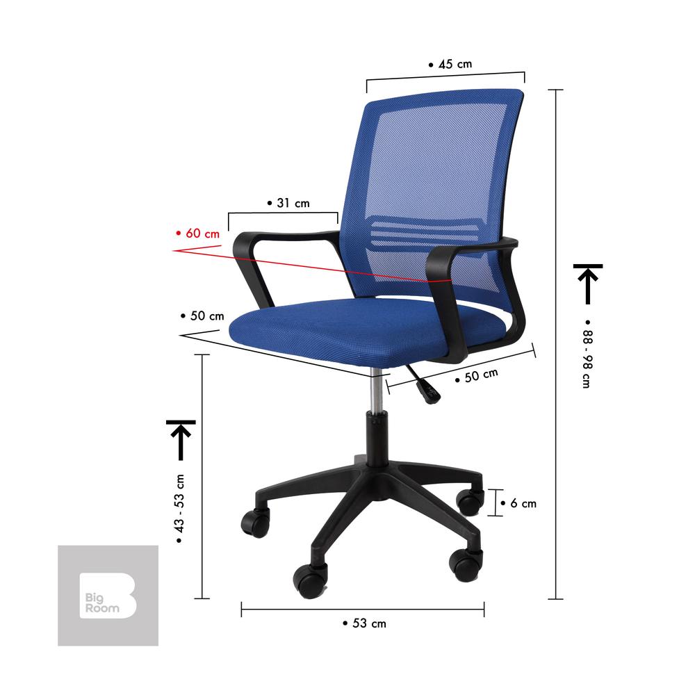 Foto 4 pulgar | Silla Giratoria de Escritorio Big Room KT-251 Azul para Oficina