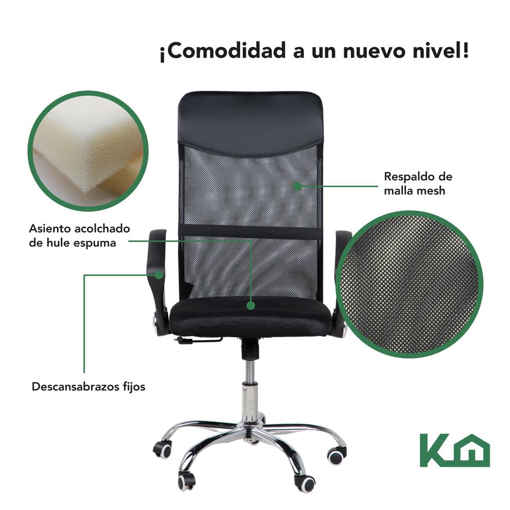 Foto 4 pulgar | Silla de Oficina Ejecutiva Giratoria Ergonómica Escritorio KingsHouse Negro