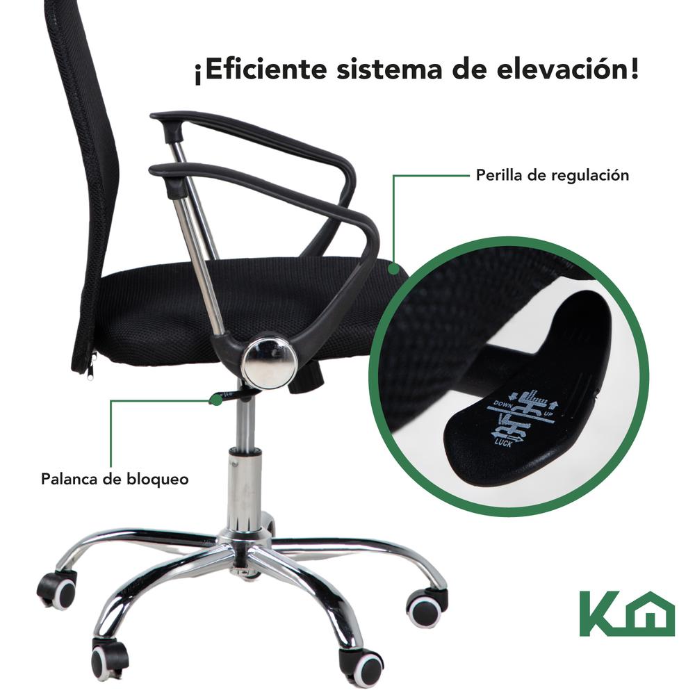 Foto 5 pulgar | Silla de Oficina Ejecutiva Giratoria Ergonómica Escritorio KingsHouse Negro