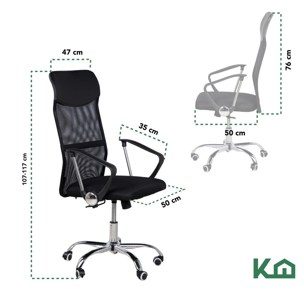 Foto 6 pulgar | Silla de Oficina Ejecutiva Giratoria Ergonómica Escritorio KingsHouse Negro