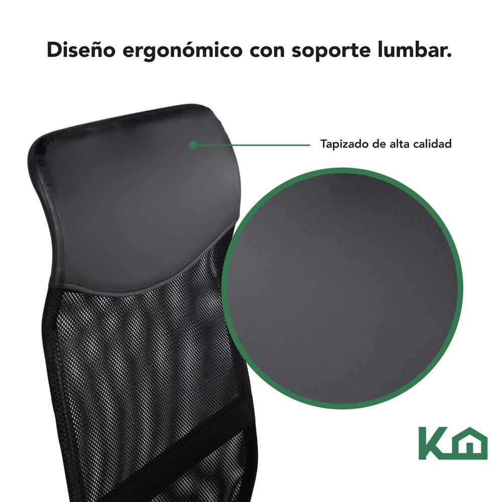 Foto 8 pulgar | Silla de Oficina Ejecutiva Giratoria Ergonómica Escritorio KingsHouse Negro