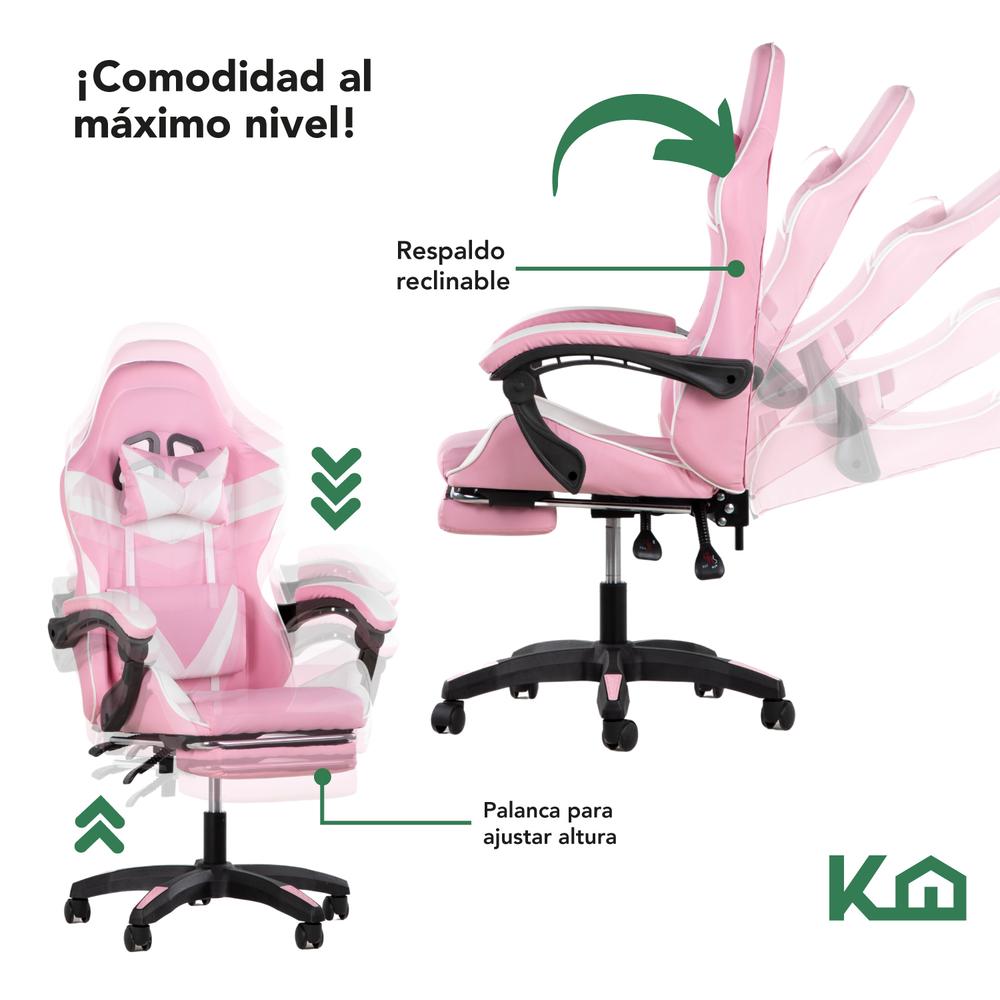 Foto 5 pulgar | Silla Gamer KingsHouse Rosa