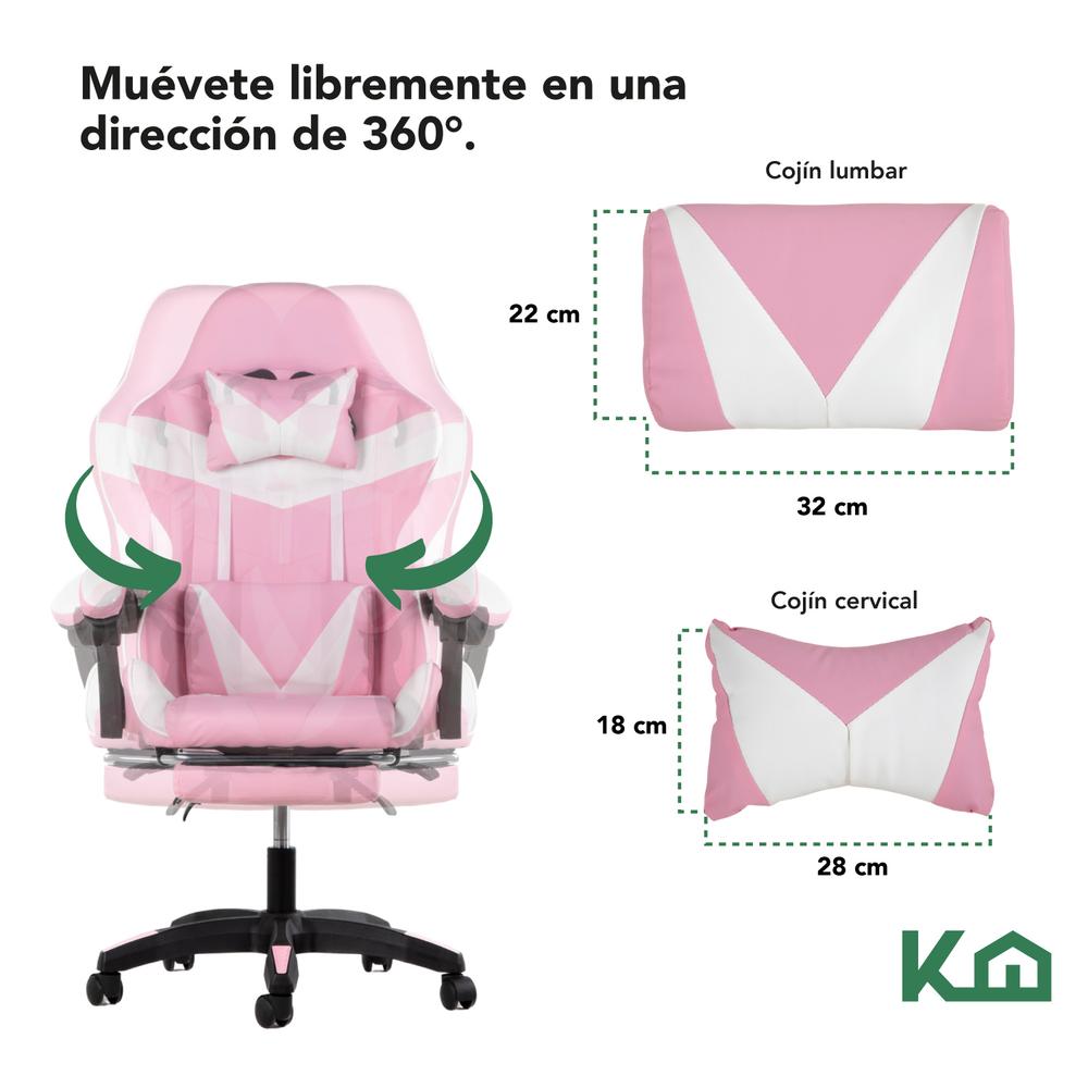 Foto 7 pulgar | Silla Gamer KingsHouse Rosa