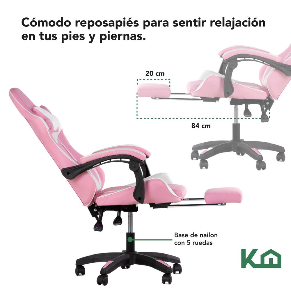 Foto 8 pulgar | Silla Gamer KingsHouse Rosa