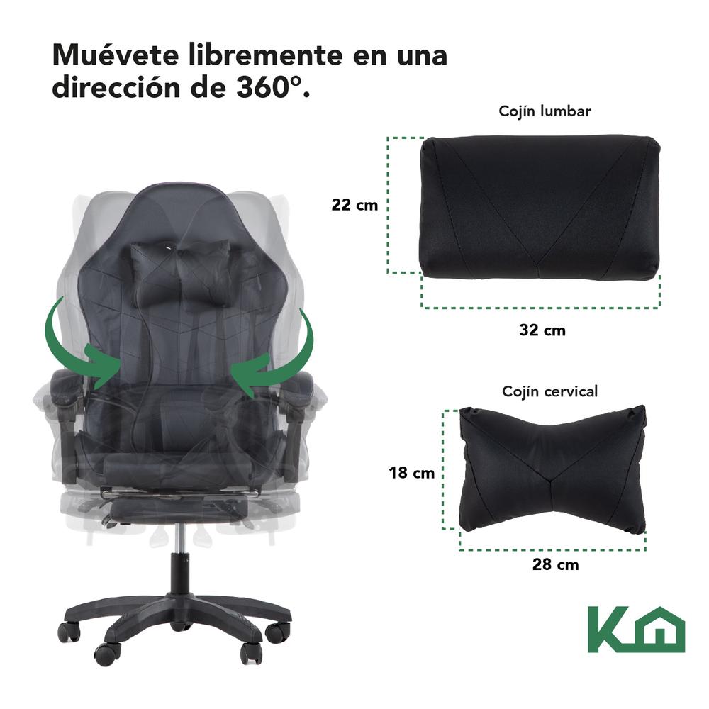 Foto 7 pulgar | Silla Gamer KingsHouse Ajustable