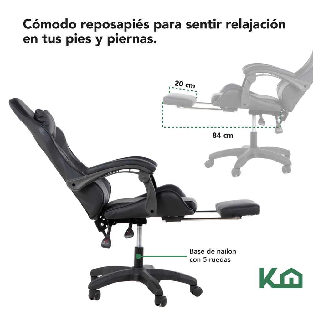 Foto 8 pulgar | Silla Gamer KingsHouse Ajustable