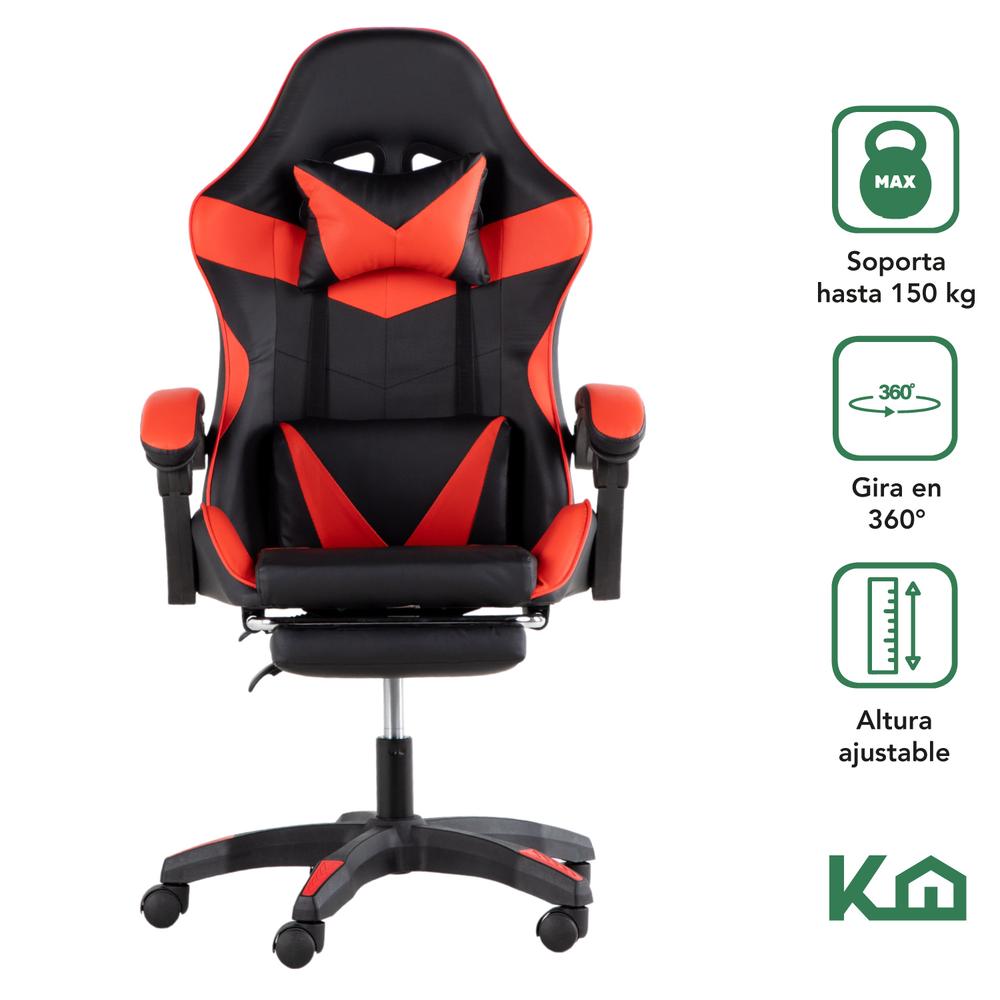 Foto 3 pulgar | Silla Gamer KingsHouse Ajustable Roja