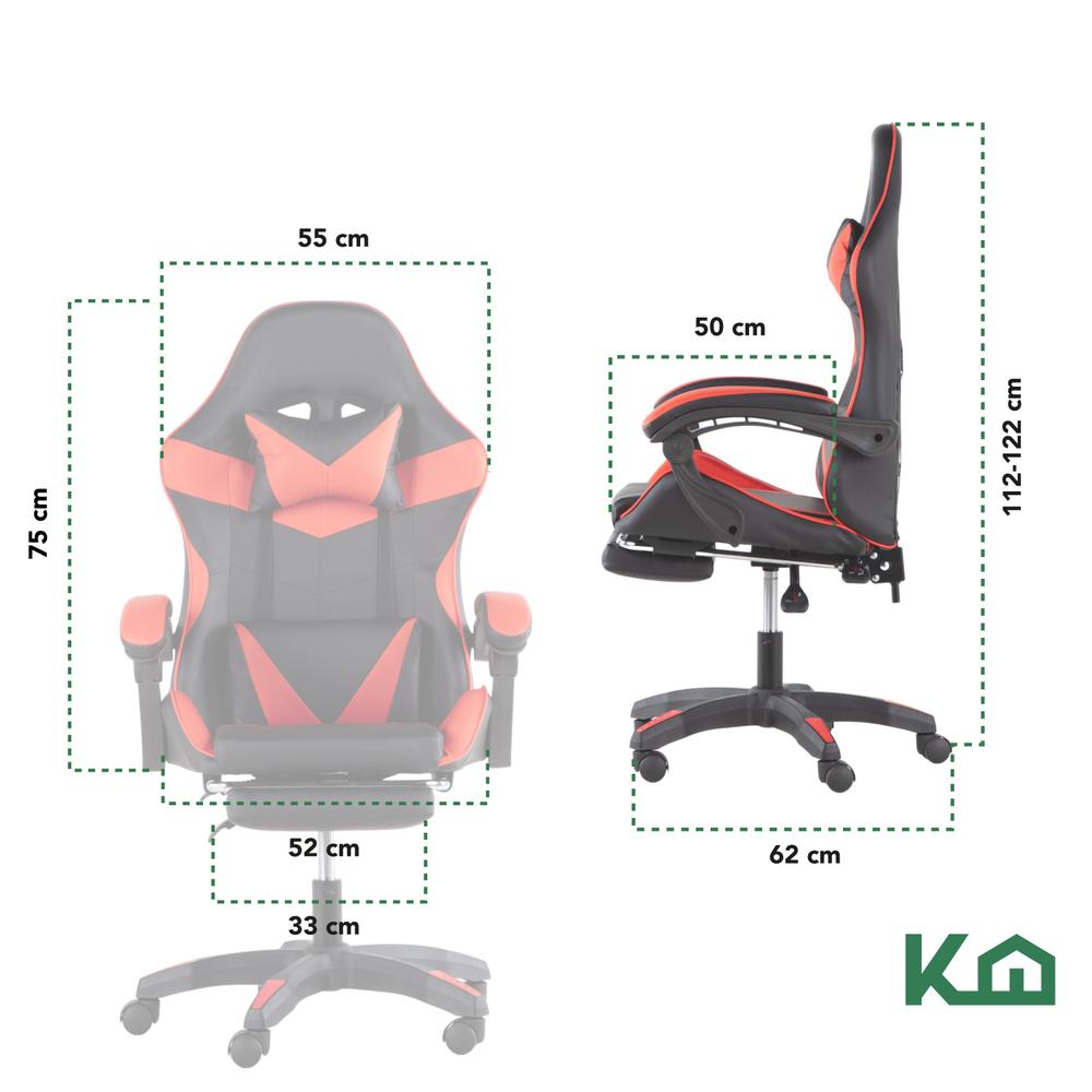 Foto 6 pulgar | Silla Gamer KingsHouse Ajustable Roja