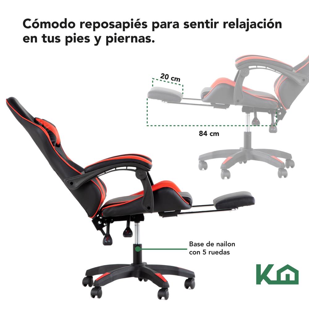 Foto 8 pulgar | Silla Gamer KingsHouse Ajustable Roja