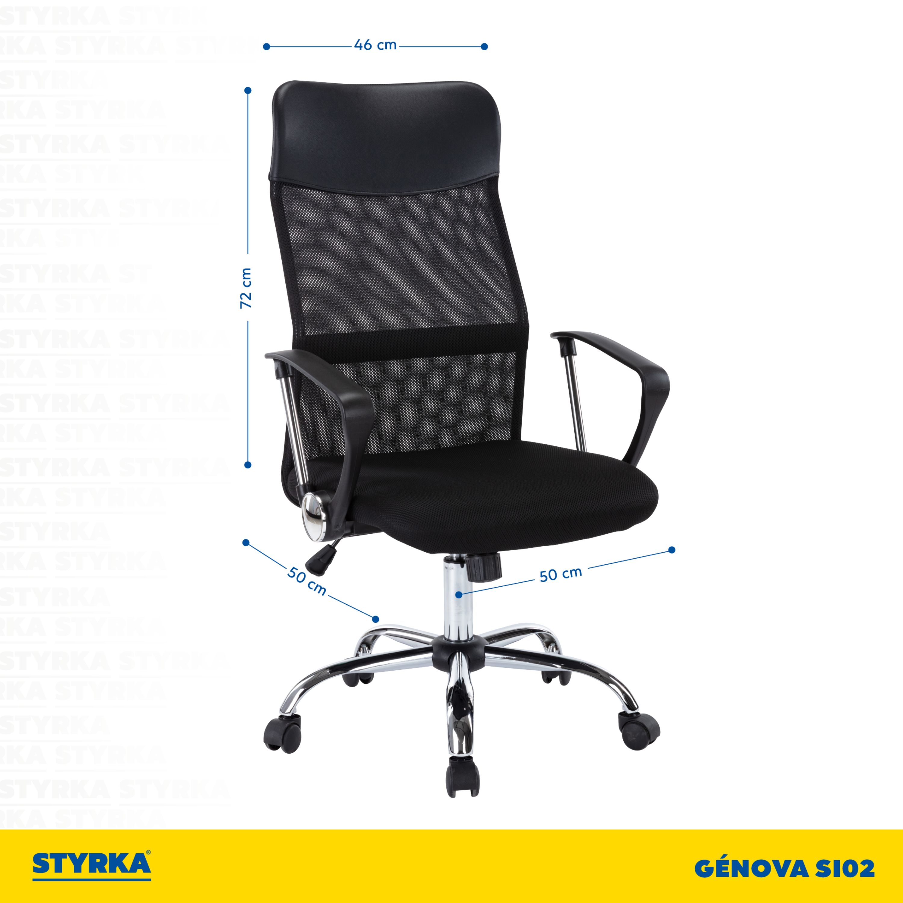 Foto 4 pulgar | Silla de Oficina Ergonómica Styrka Génova Negra