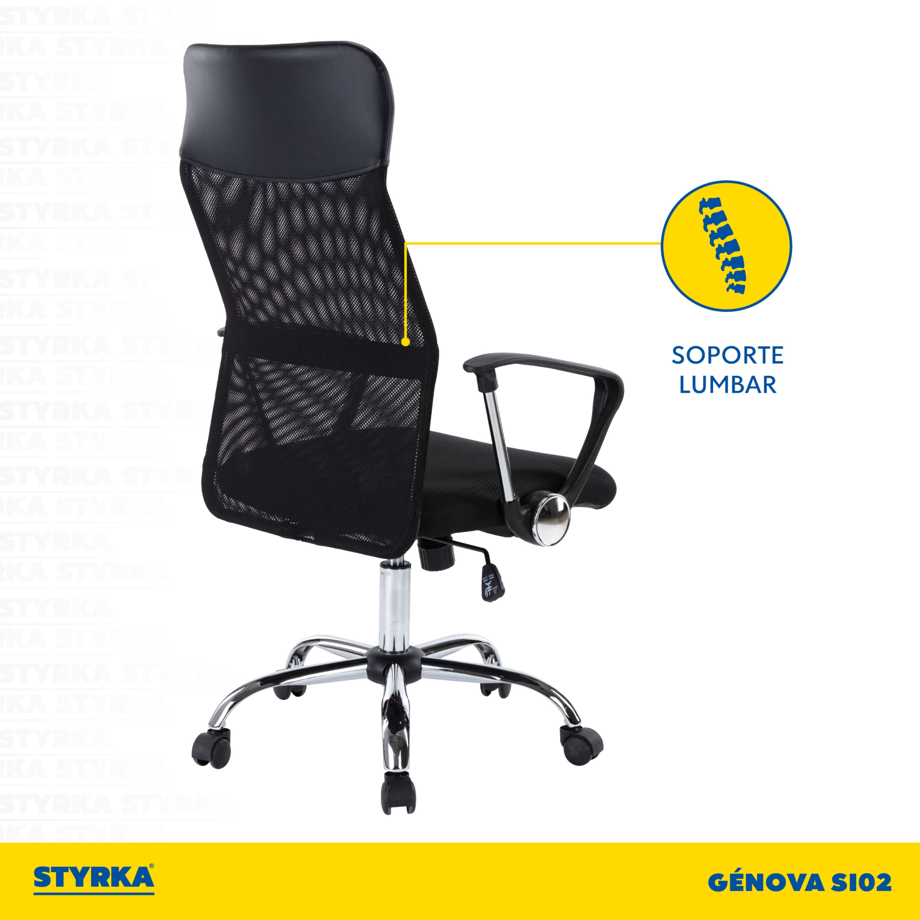 Foto 6 pulgar | Silla de Oficina Ergonómica Styrka Génova Negra