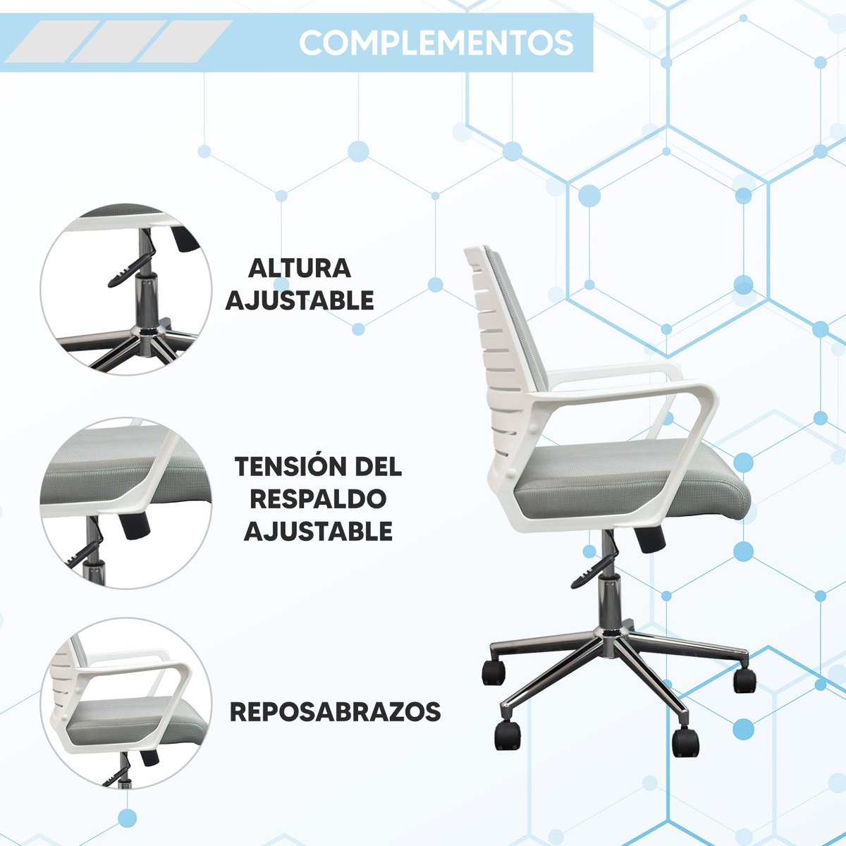 Foto 2 | Silla Semi Ejecutiva Reclinable JauzJ0037 Blanca