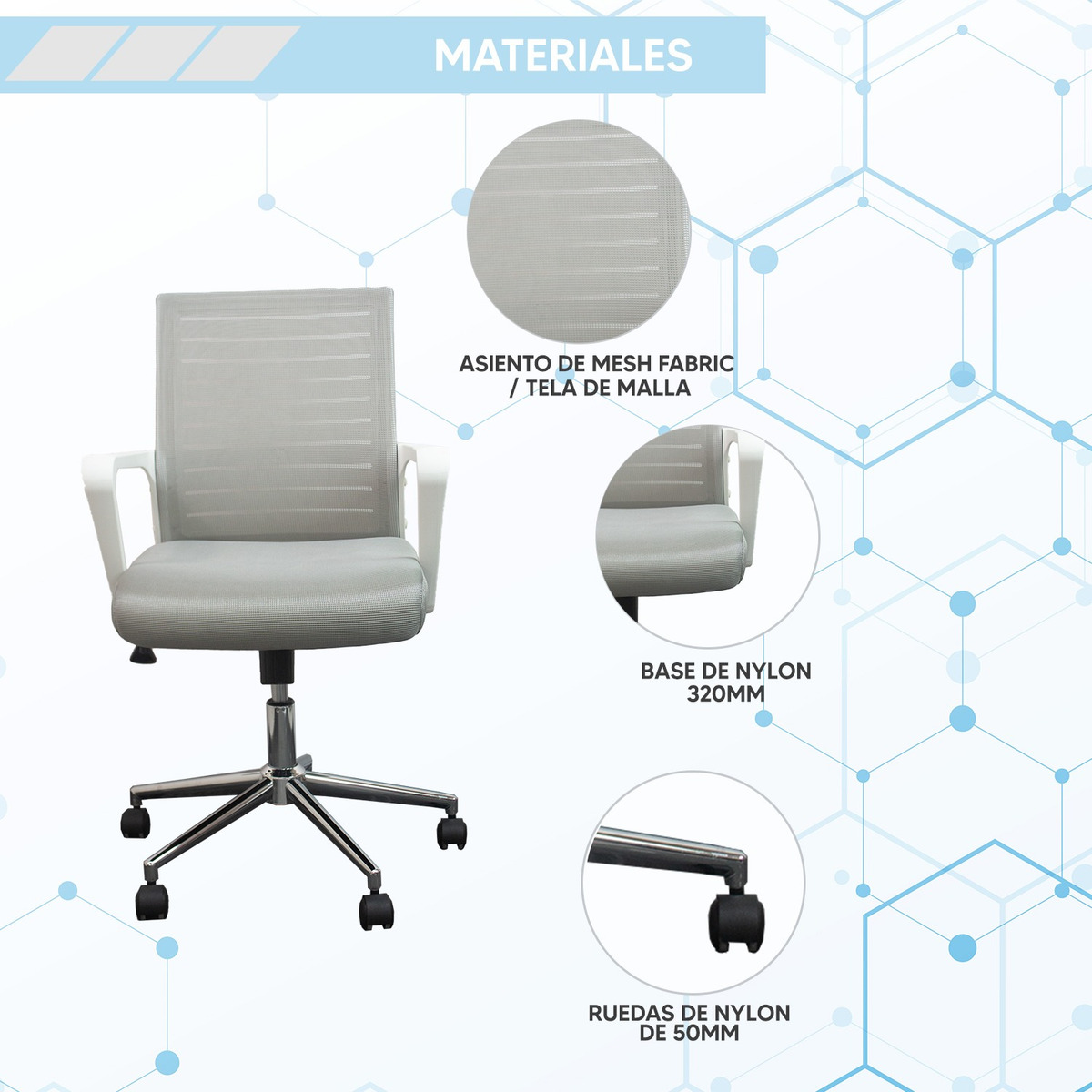 Foto 8 pulgar | Silla Semi Ejecutiva Reclinable JauzJ0037 Blanca