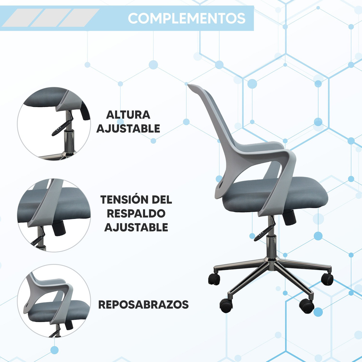 Foto 2 | Silla Semi Ejecutiva Jauz J0039 Gris