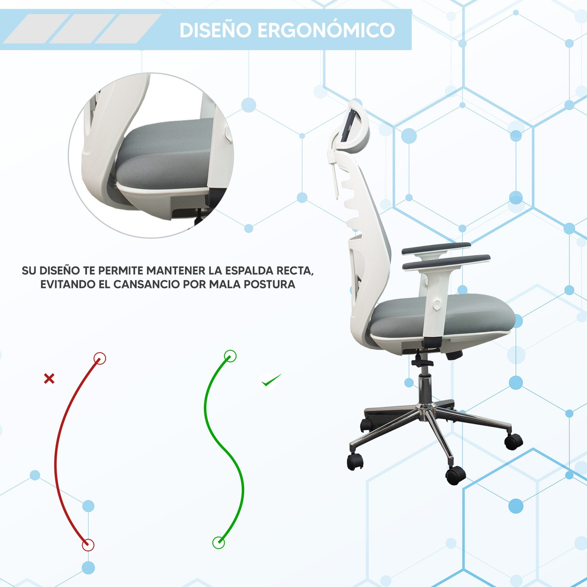 Foto 5 | Silla Ejecutiva con Respaldo Jauz Improvement JOSI0021 Gris Giro 360°