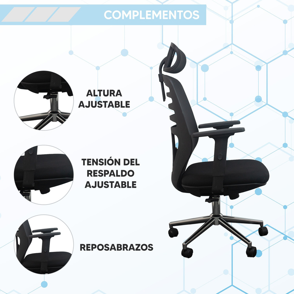 Foto 3 pulgar | Silla Ejecutiva con Respaldo y Giro Jauz J0022 Negra
