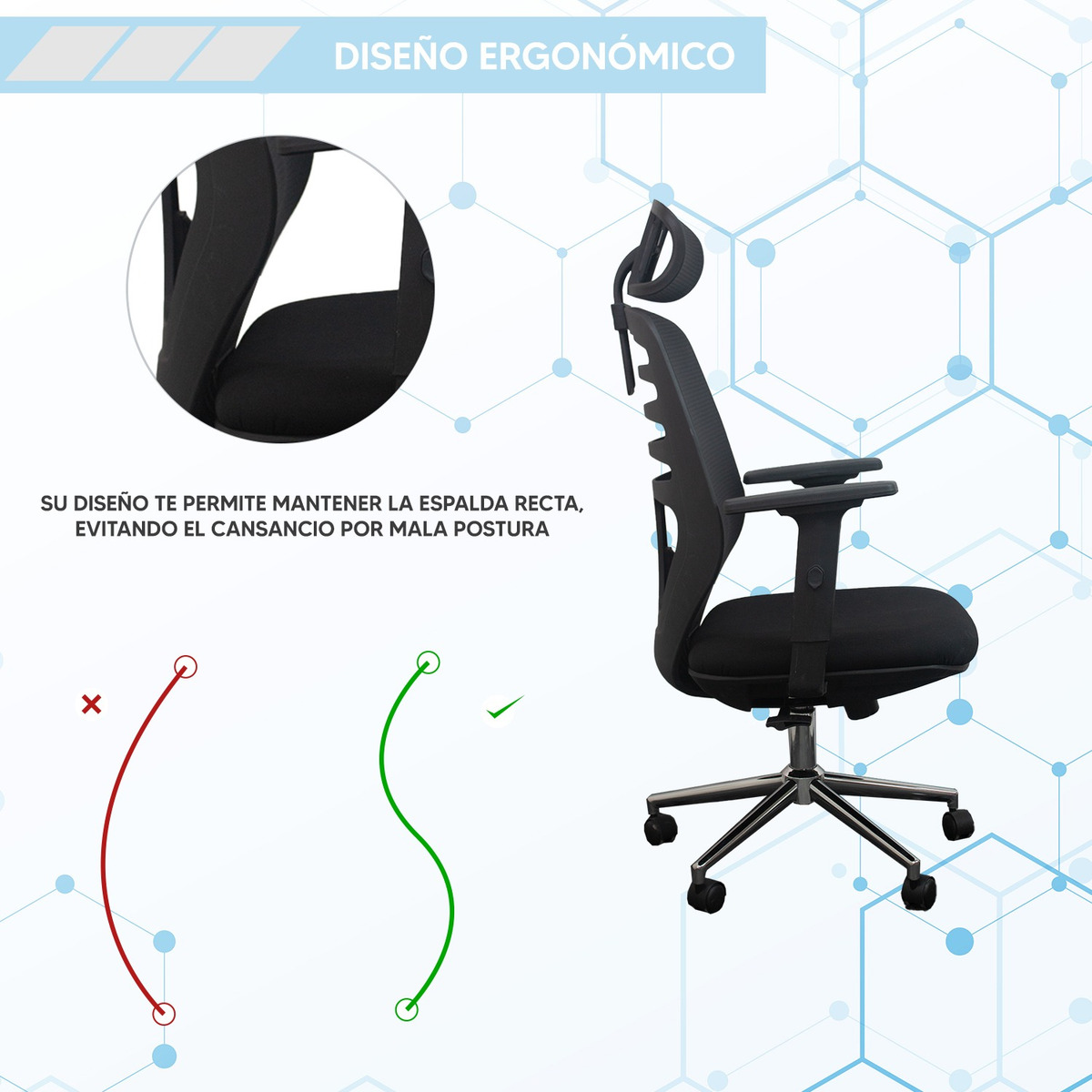 Foto 4 | Silla Ejecutiva con Respaldo y Giro Jauz J0022 Negra