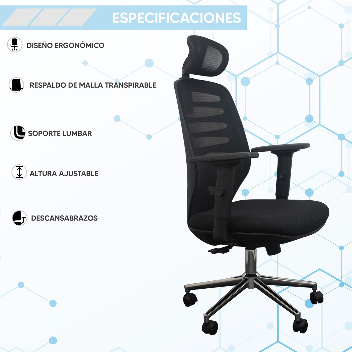 Foto 7 pulgar | Silla Ejecutiva con Respaldo y Giro Jauz J0022 Negra