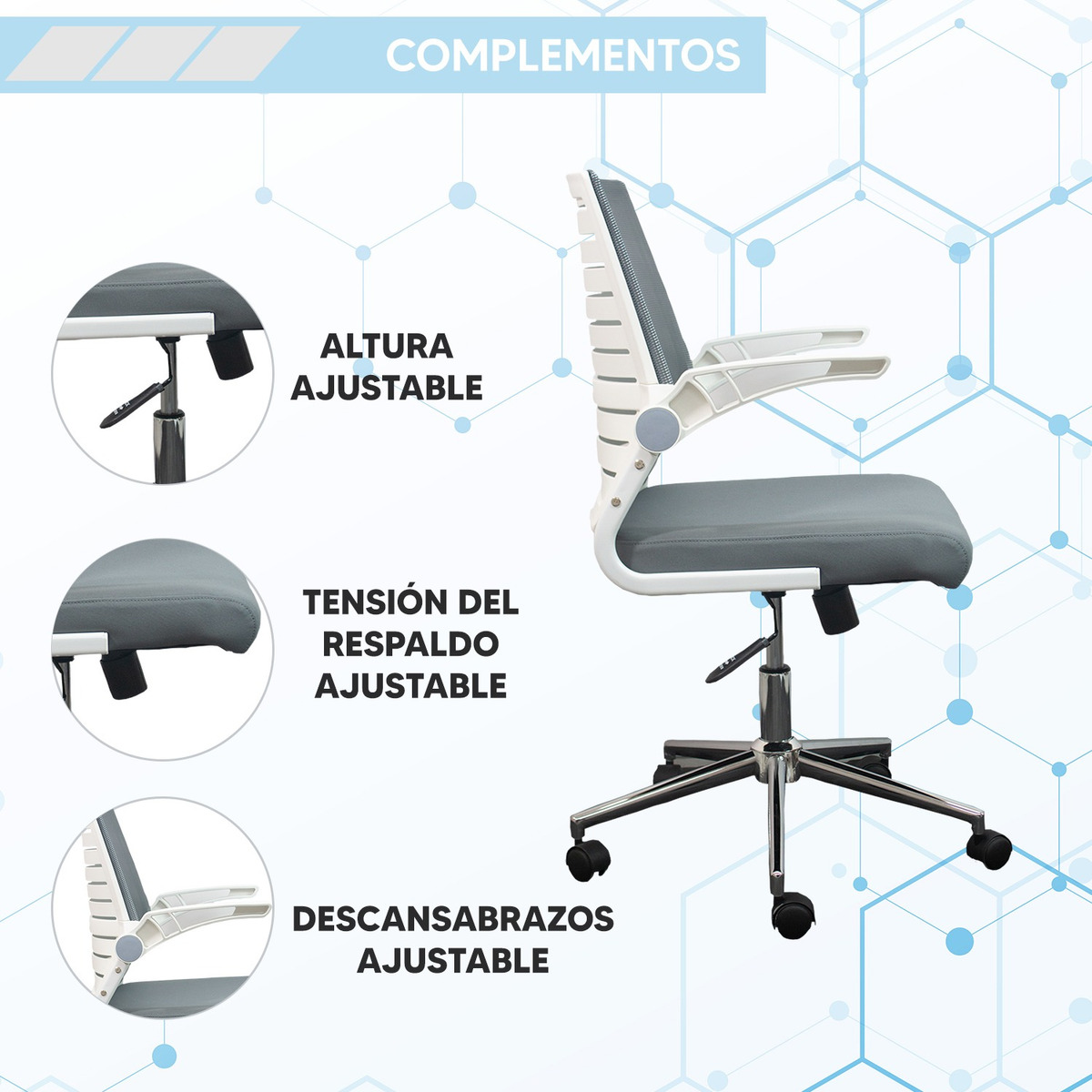 Foto 3 pulgar | Silla con Respaldo Bajo Diseño Curvo Jauz J0038 Blanca