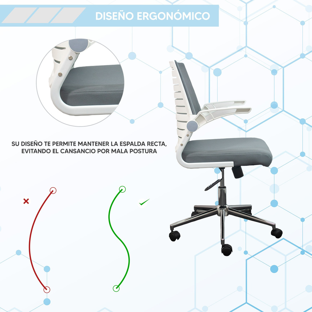 Foto 6 pulgar | Silla con Respaldo Bajo Diseño Curvo Jauz J0038 Blanca