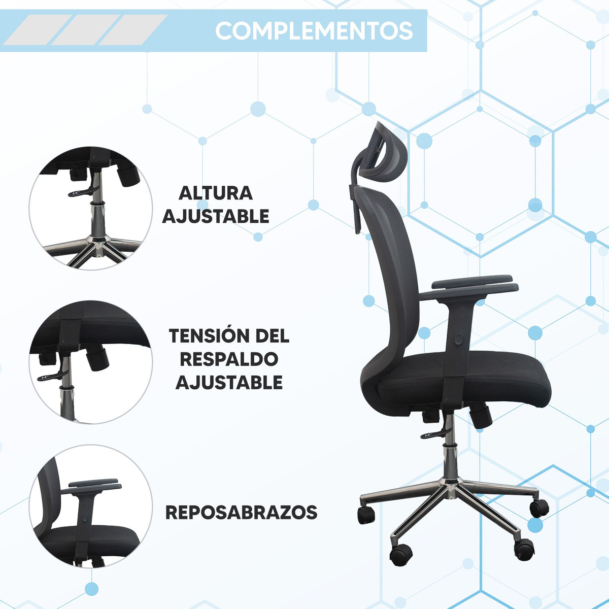 Foto 3 pulgar | Silla de Escritorio Ergonómica con Reclinación Tipo Alfa Jauz Improvement  J0025 Negra