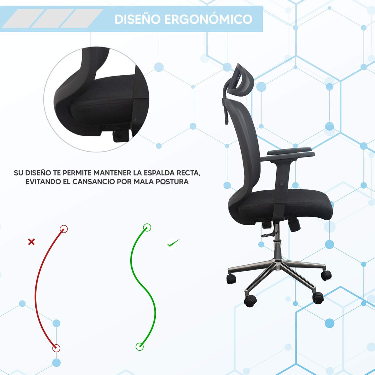 Foto 5 | Silla de Escritorio Ergonómica con Reclinación Tipo Alfa Jauz Improvement  J0025 Negra