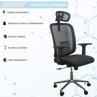 Foto 6 | Silla de Escritorio Ergonómica con Reclinación Tipo Alfa Jauz Improvement J0025 Negra