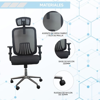 Foto 7 | Silla de Escritorio Ergonómica con Reclinación Tipo Alfa Jauz Improvement J0025 Negra