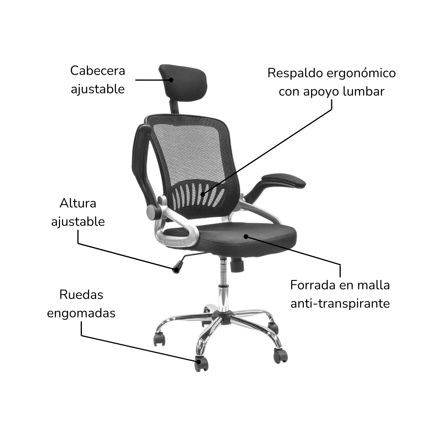 Foto 7 pulgar | Silla de Oficina Top Living Megaplus Negra