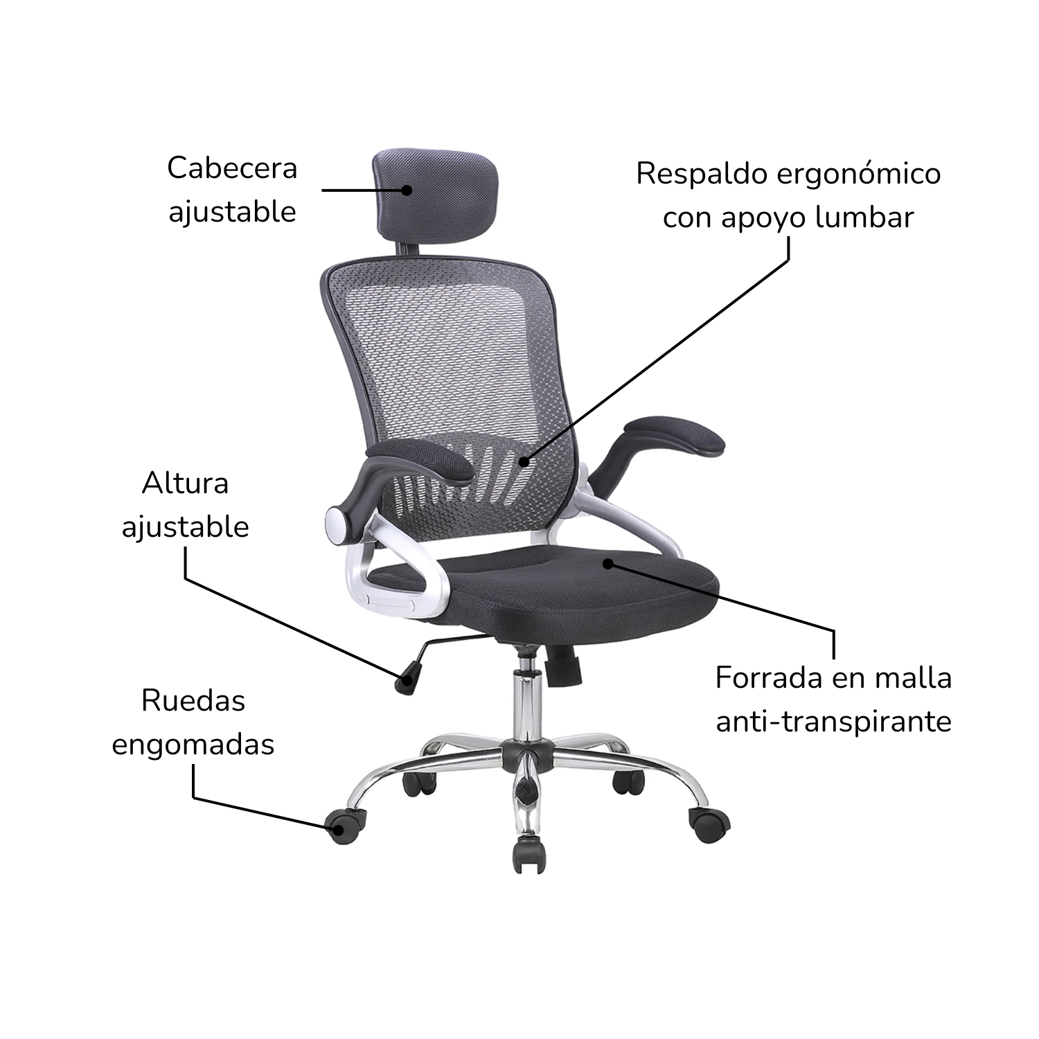 Foto 8 pulgar | Silla de Oficina Top Living Megaplus-G Gris