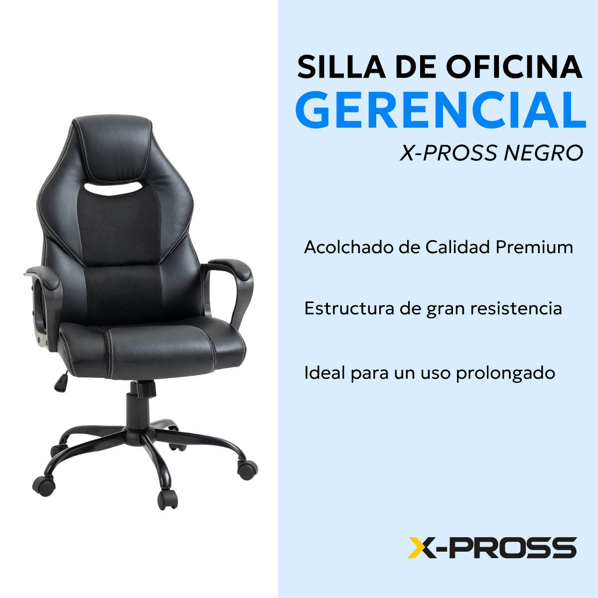 Foto 3 pulgar | Silla Ejecutiva X-pross Negra