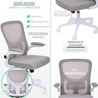 Foto 5 | Silla Ejecutiva para Escritorio EKE Life Home Gris Ergonómica Mesh
