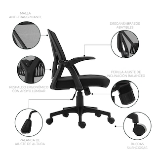 Foto 2 | Silla de Oficina Top Living Af-c4203 Negra