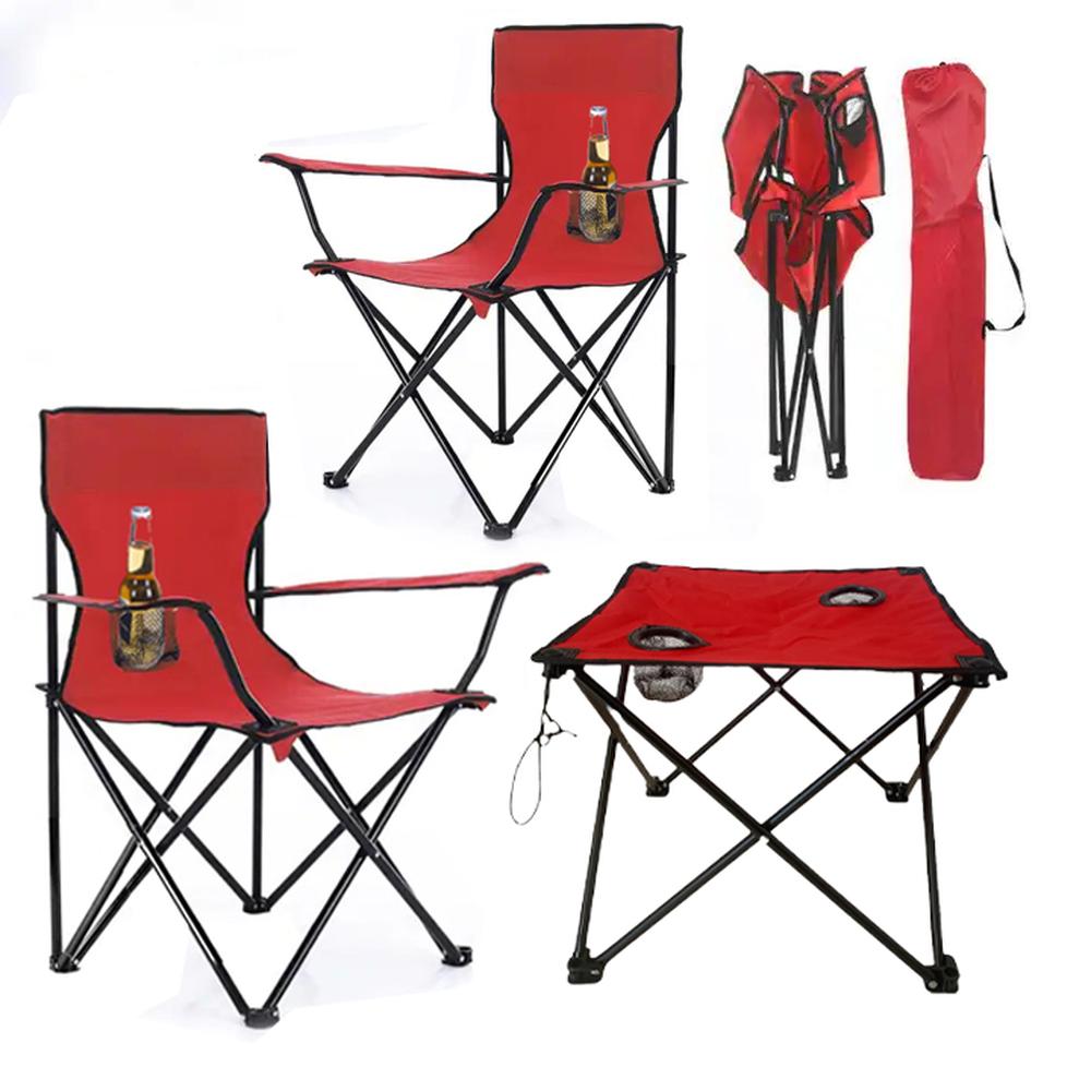 2 Sillas Playera Plegable Para Camping Jardin Con Mesa