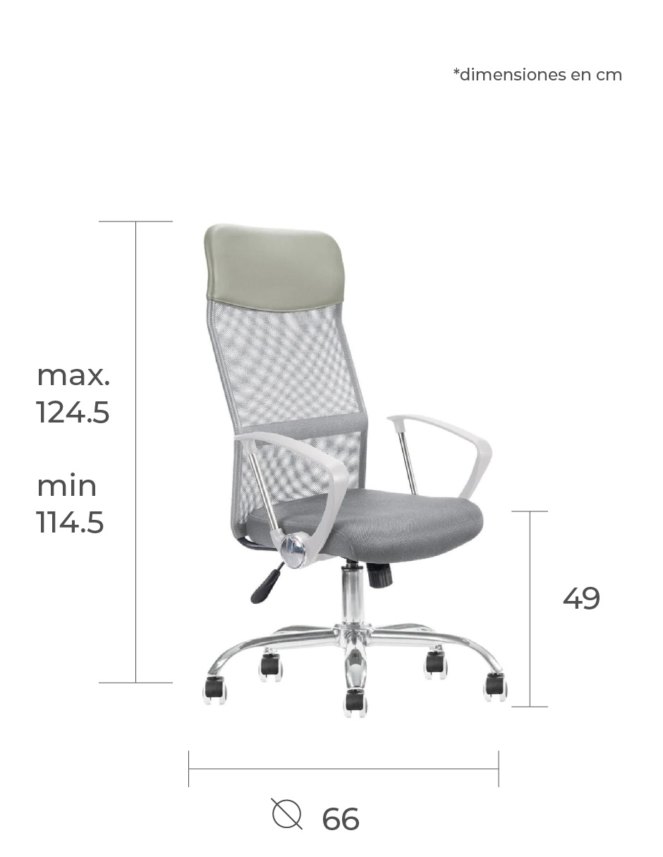 Foto 7 pulgar | Silla Ejecutiva Para Oficina Tapizado Mesh Ergonómica Economalla Blanca