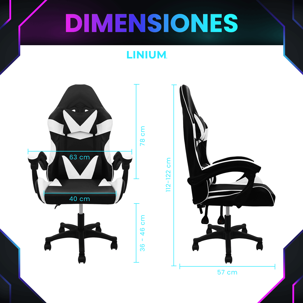 Foto 2 | Silla Gamer Linium Super Cómoda Blanca