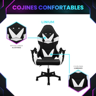 Foto 8 | Silla Gamer Linium Super Cómoda Blanca